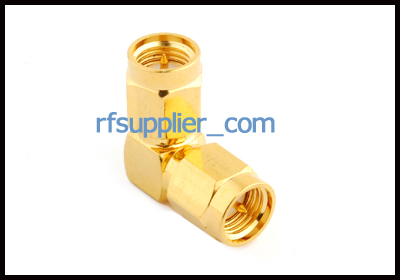 SMA male to SMA male right angle adapter glodplated  