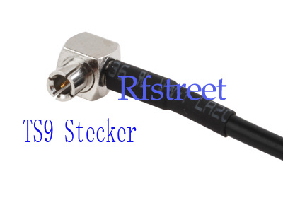 TS9 plug right angle to RP SMA jack RG174 cable 15cm
