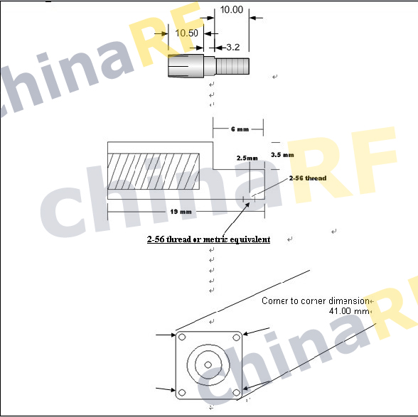 10x7/16 Din Jack panel mount connector with 2 56 thread  